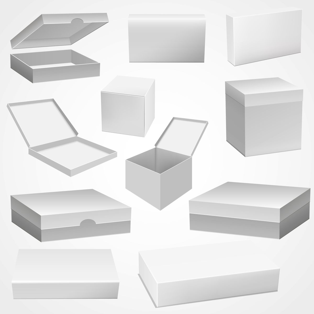 A side-by-side comparison of a sturdy, assembled rigid box and a flat, unassembled folding carton.