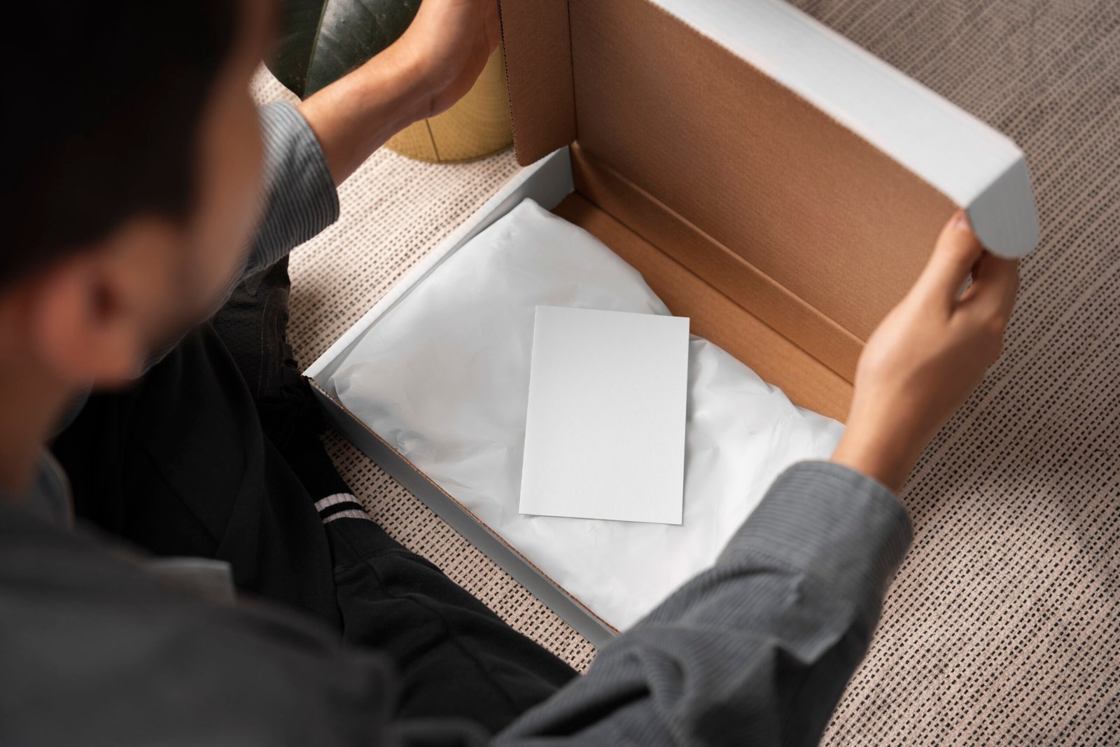 A layered unboxing experience with branded tissue paper and a custom insert