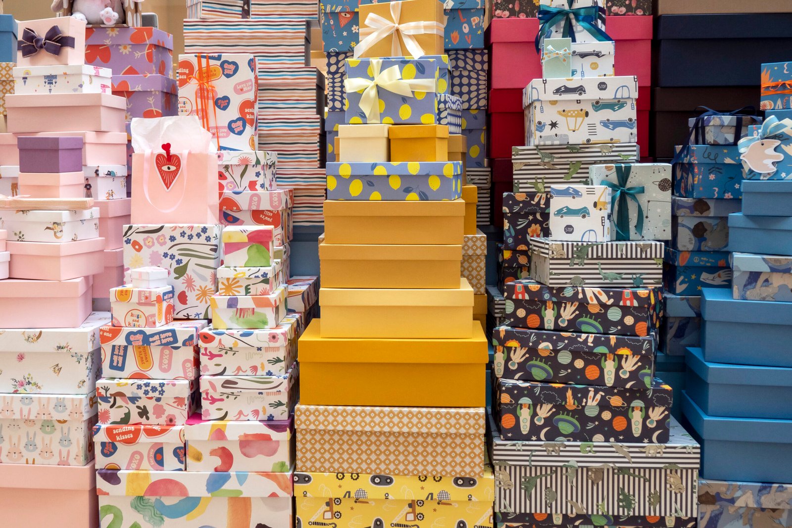 A collection of custom-designed boxes showcasing different brand images