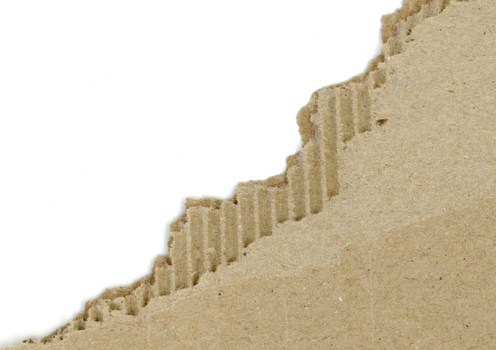 a close-up of the layers in corrugated paperboard