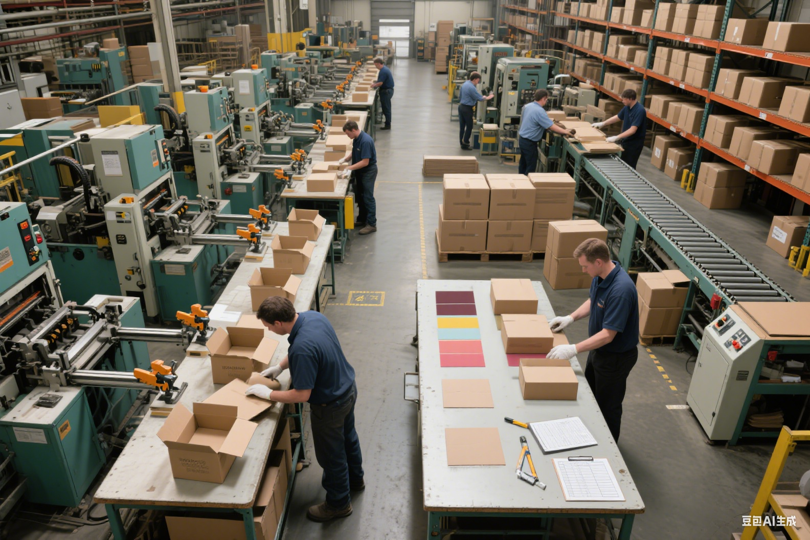 workers assembling custom paper boxes
