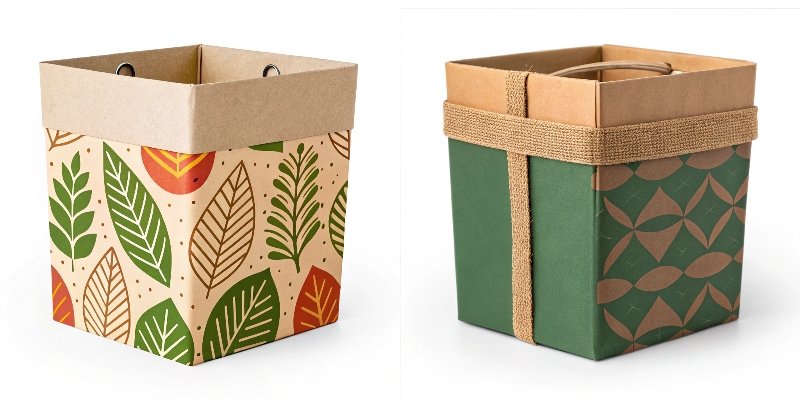 Side-by-side comparison of old and new product packaging