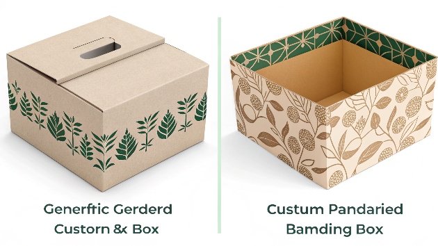 A generic box next to a custom-branded box