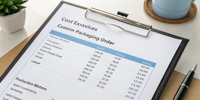An invoice showing the cost breakdown of a [custom packaging](https://arxiv.org/pdf/2203.16261)[^1] order.