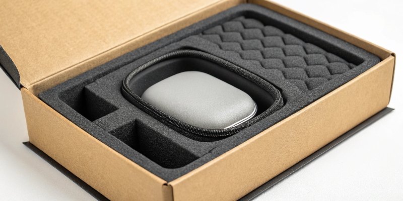 A variety of custom box inserts made from cardboard and foam