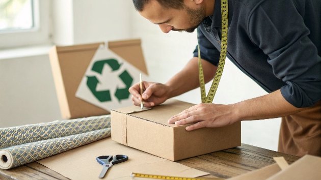a designer measuring a box to reduce its size