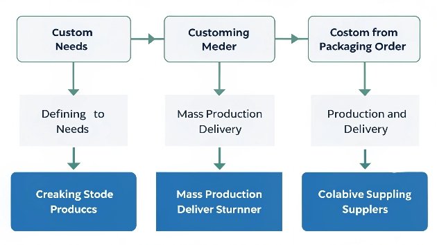 A flowchart showing the custom packaging order process