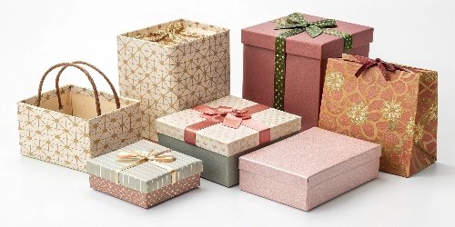A collection of custom paper boxes for different products