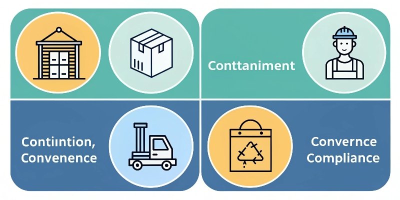 An infographic showing the 4 C's of packaging: Containment, Communication, Convenience, Compliance