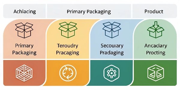 an infographic showing the packaging layers of a product