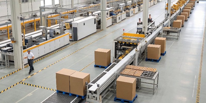 An automated production line for making rigid boxes