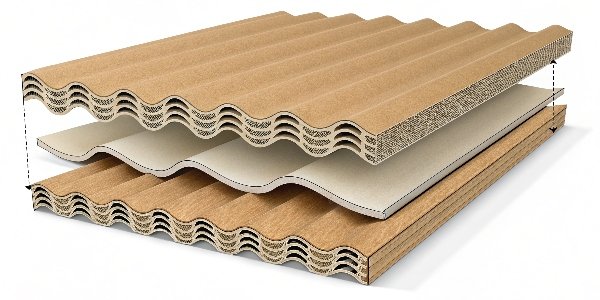 Anatomy of a corrugated cardboard sheet showing the liner and flute layers