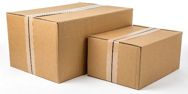 Two cardboard boxes being combined width-wise to adjust the size