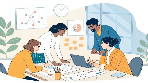 A team of packaging designers collaborating on a project