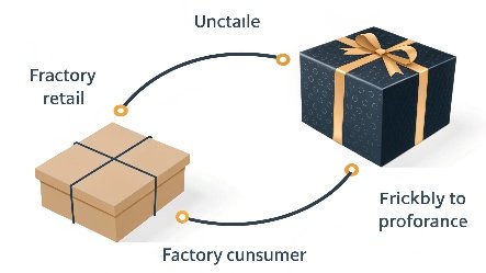 A diagram showing the lifecycle of a product package from factory to consumer.