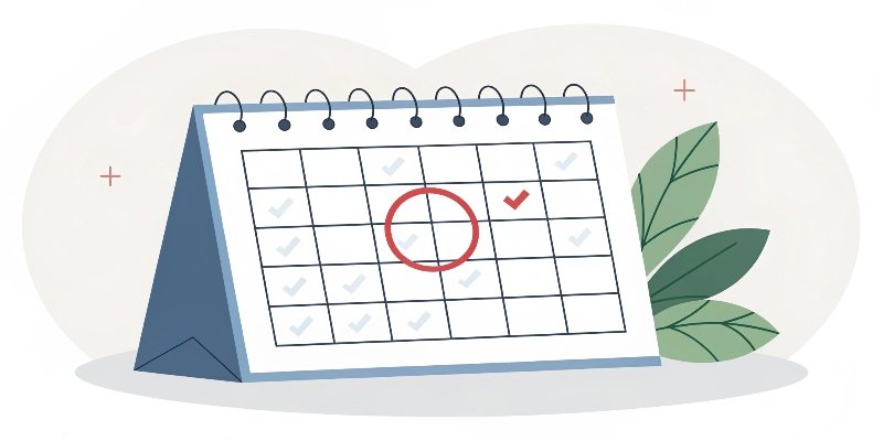 A calendar with a red circle highlighting potential project delays.