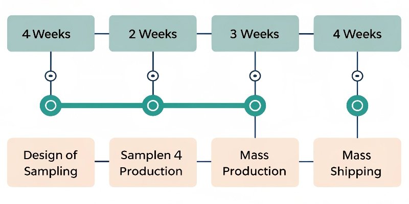 Timeline showing the phases of custom rigid box manufacturing