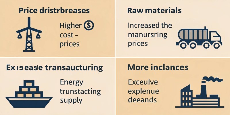 An infographic showing factors contributing to price increases like raw materials, energy, and logistics