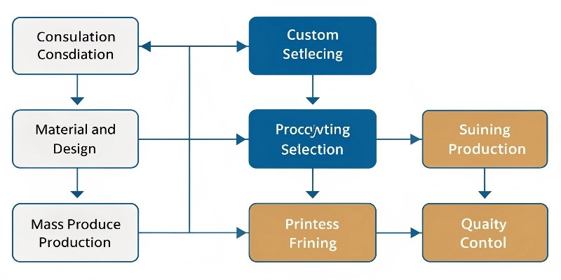 A flowchart showing the custom rigid box packaging process from start to finish