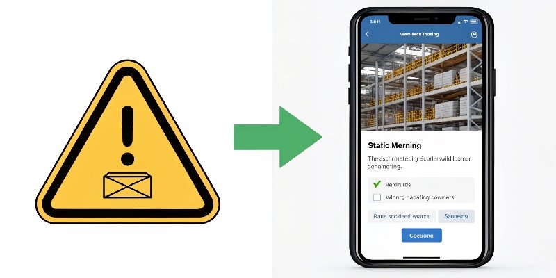 A side-by-side comparison of a standard static warning label and a smartphone displaying interactive info from a SmartLabel