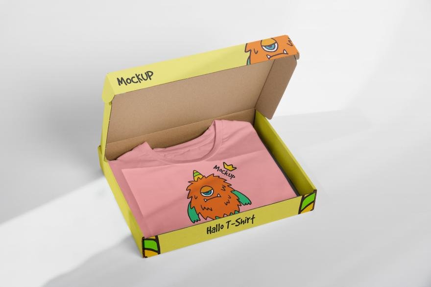 Right-Sized Packaging a t-shirt fitting perfectly into a mailer box with no extra space
