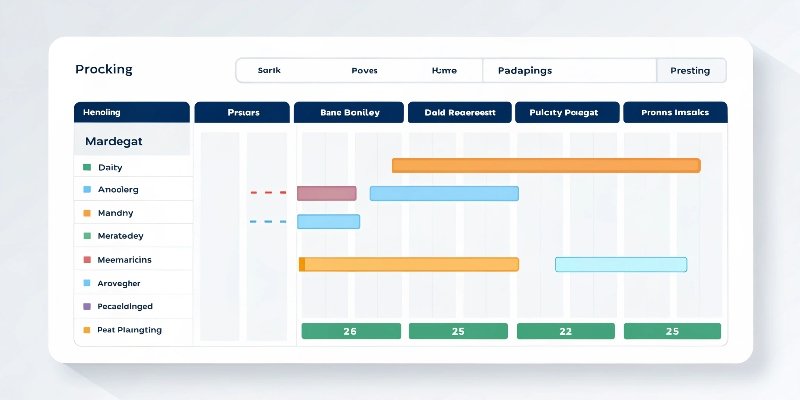 A project management dashboard showing milestones and progress for a packaging design