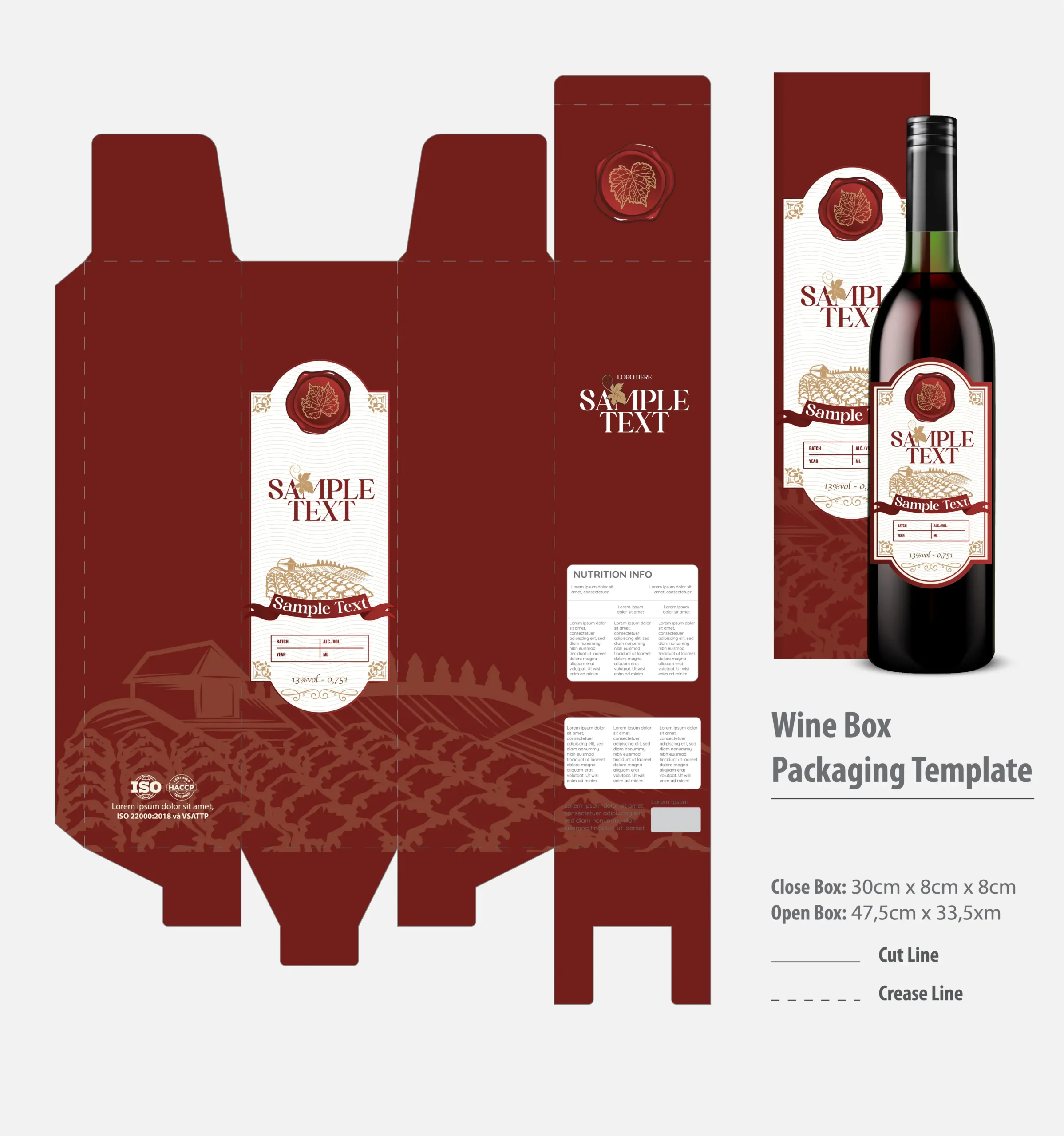 A uniquely shaped liquor box standing out among standard rectangular boxes.