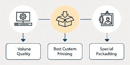 A simple flowchart graphic helping to decide between offset, digital, and screen printing