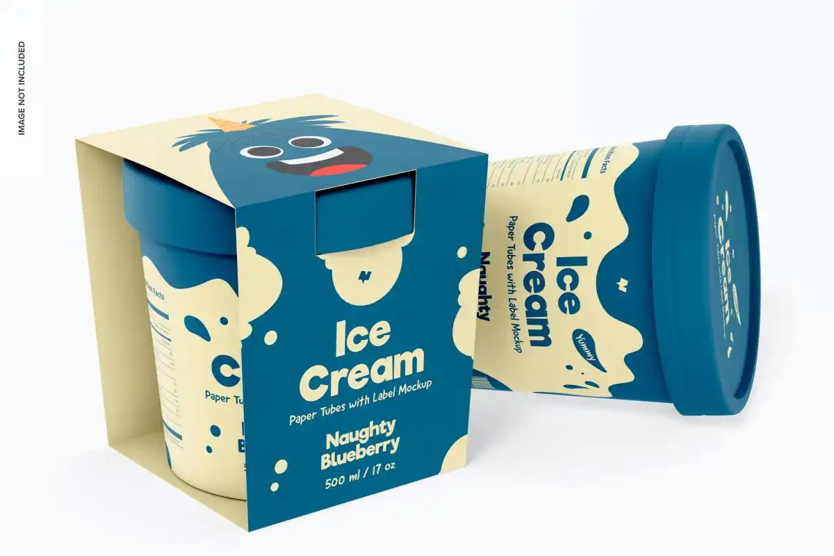 A close-up shot showing the texture of coated paperboard used for ice cream packaging.