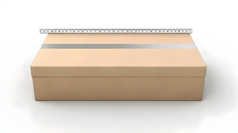 Accurate Shoe Box Measurement A person accurately measuring the inside of a custom shoe box with a ruler.