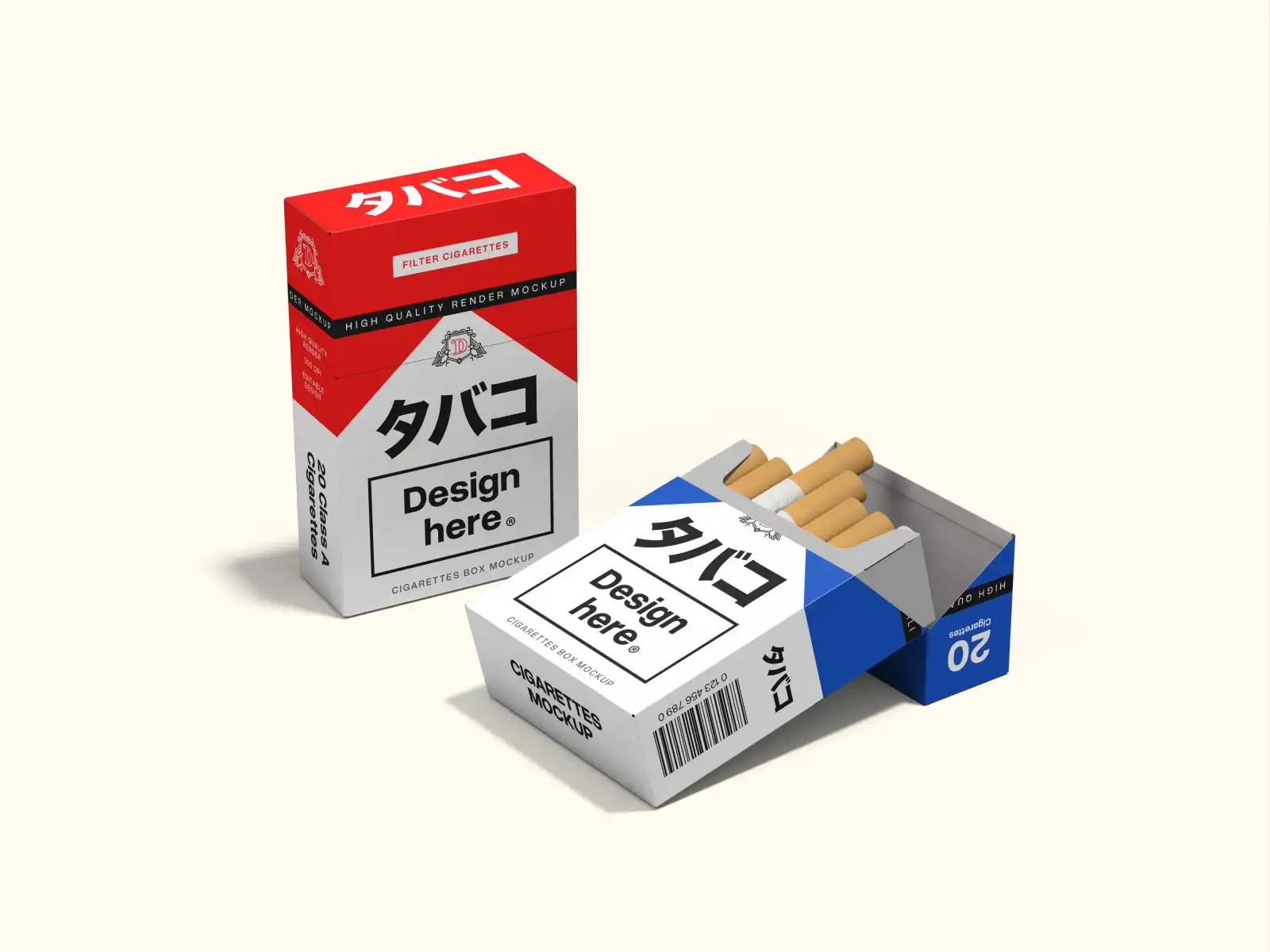 Future of Sustainable Cigarette Packaging A futuristic concept image of a cigarette pack made from biodegradable material with a QR code on it