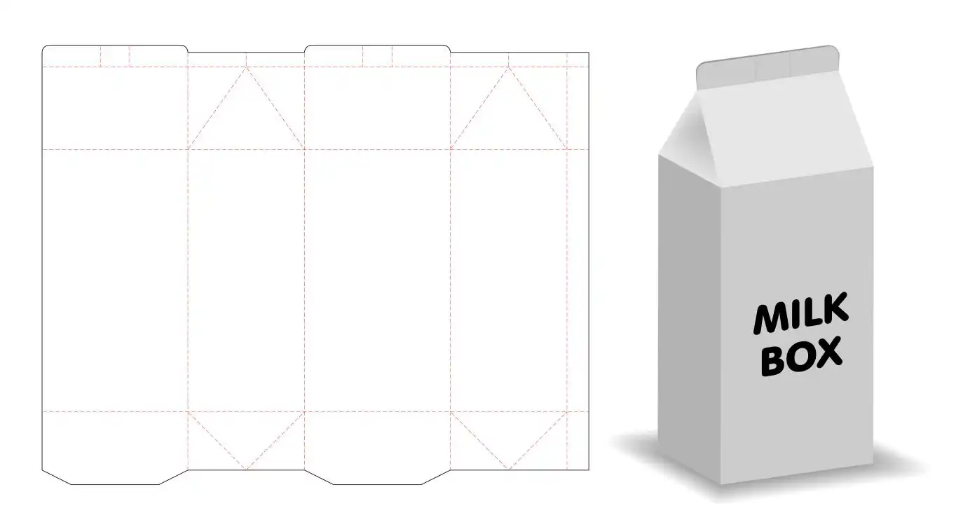 Measuring Milk Carton Dimensions A diagram showing the length, width, and height measurements of a standard quart milk carton