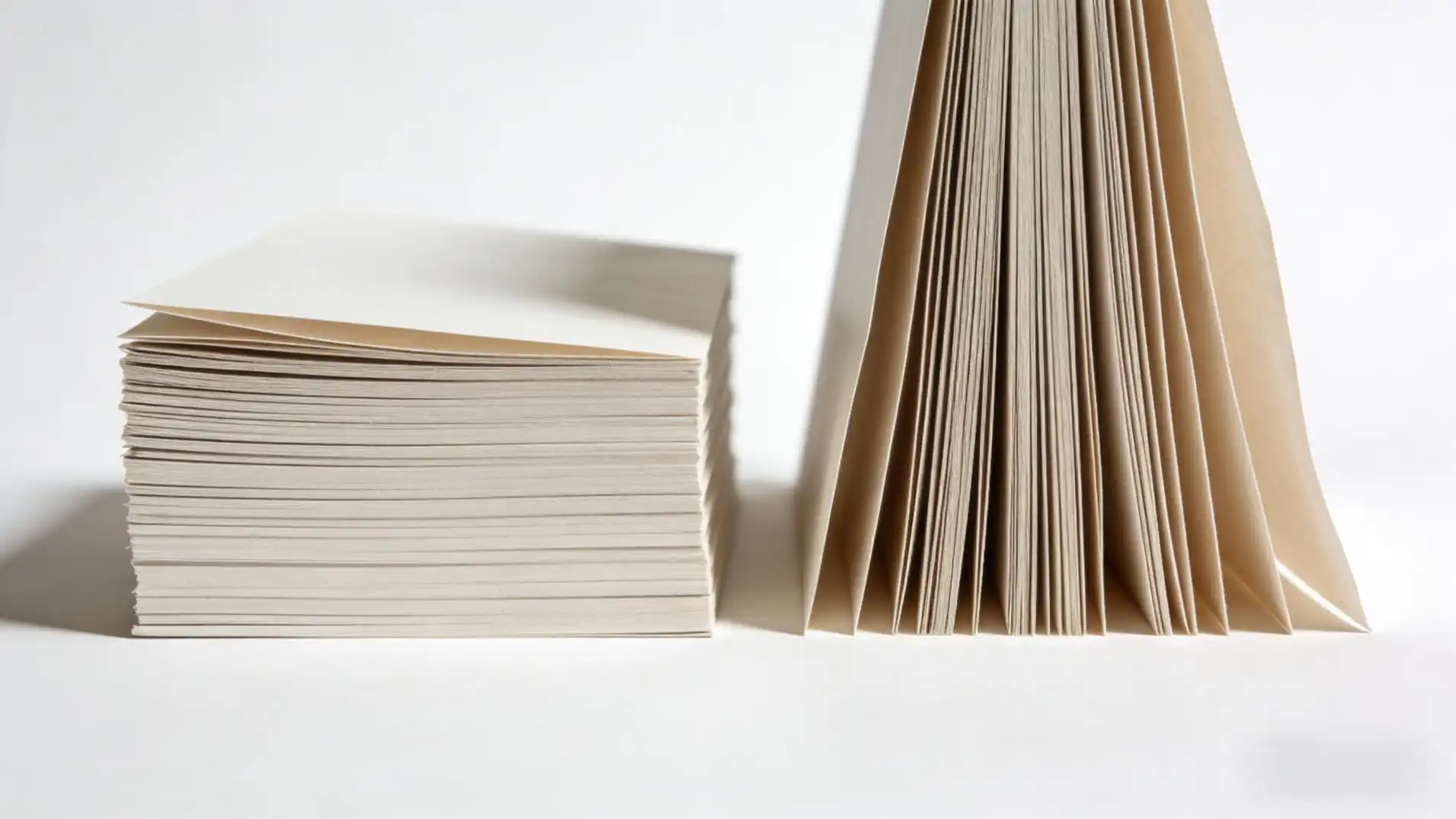 A side-by-side comparison of collated and uncollated stacks of paper