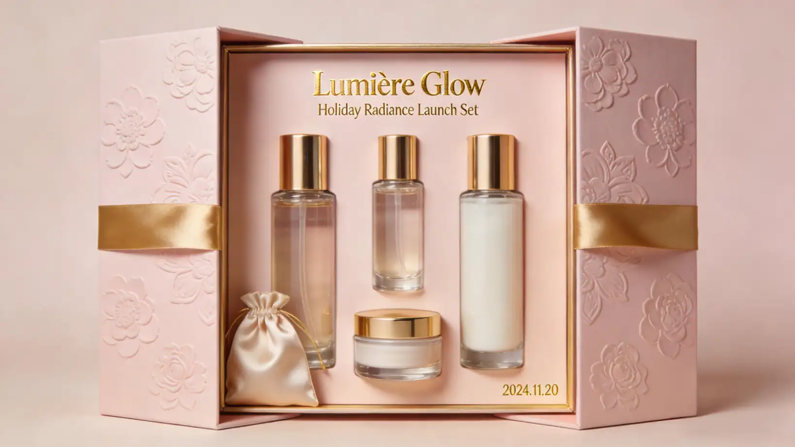 Premium skincare gift box packaging for holiday and launch sets