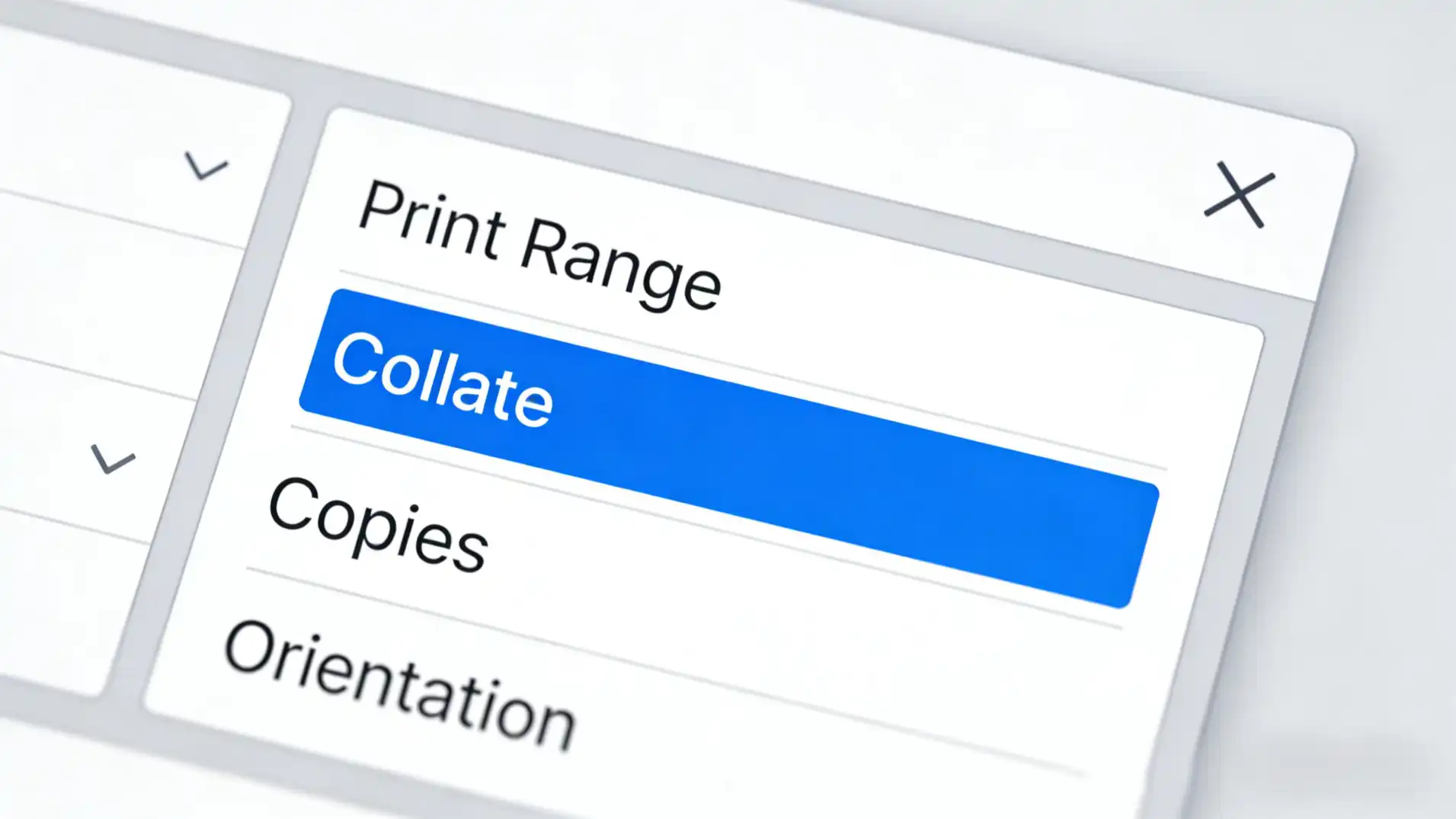 The print dialog box on a computer with the 'Collate' option highlighted