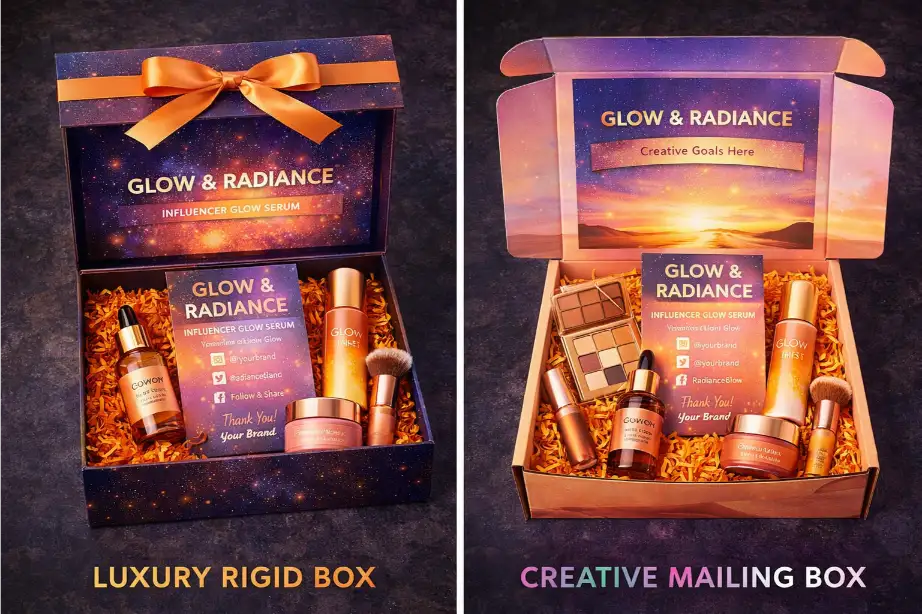 Rigid box and mailing box comparison for influencer packaging