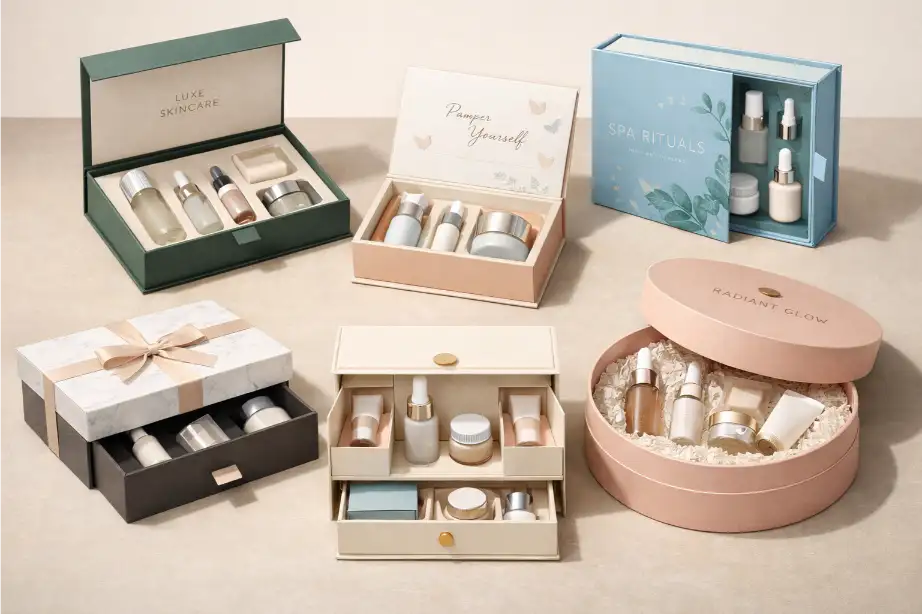 Rigid box styles for skincare gift box packaging