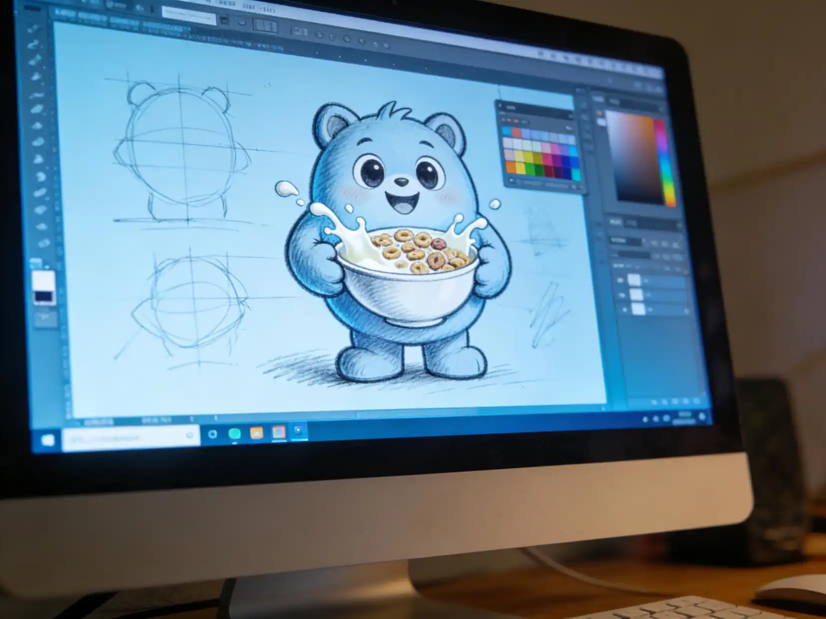 A design sketch of a new cereal mascot character