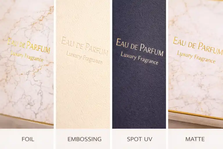 premium finishes on luxury perfume packaging boxes