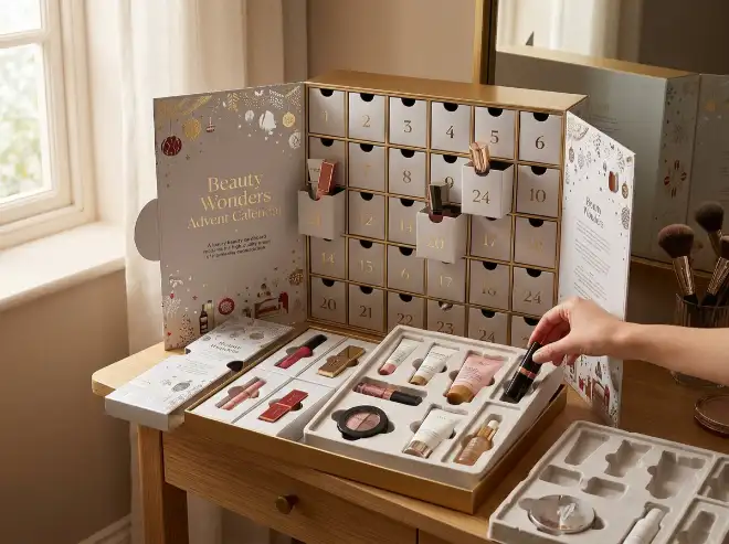 insert options for beauty advent calendar box with trays partitions and cavities