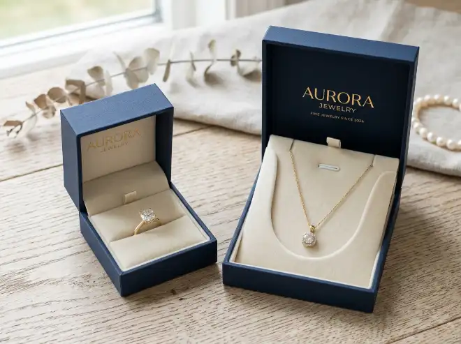 ring box and necklace jewelry gift box with fitted insert design