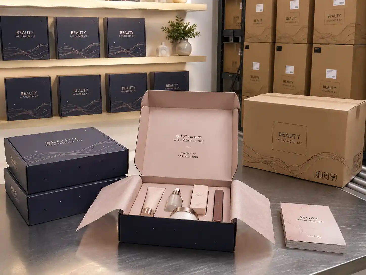 Finished beauty mailer box sets prepared for export packing