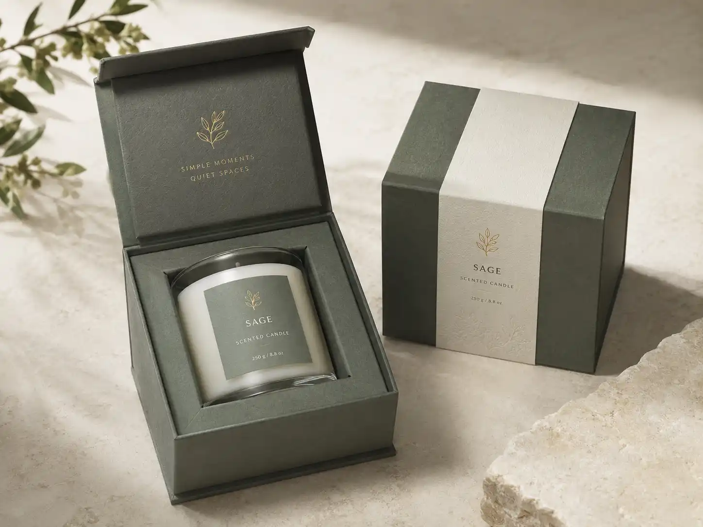 Candle gift box with jar candle and paperboard insert