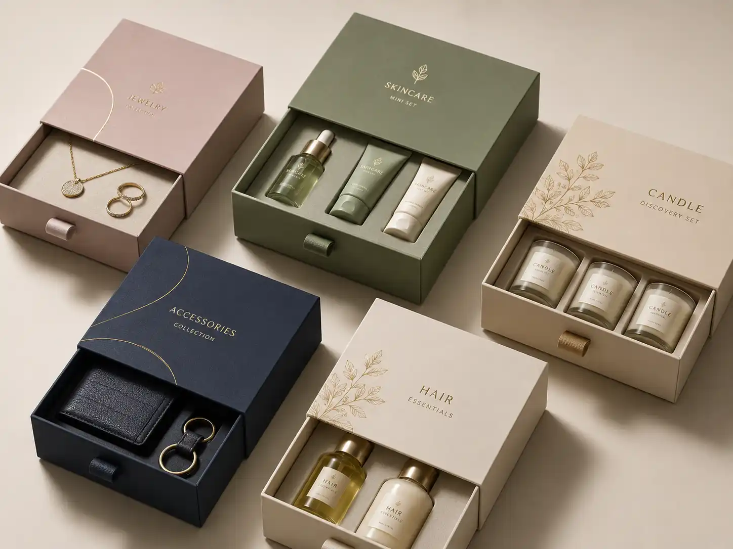 Drawer gift box designs for small product gift sets