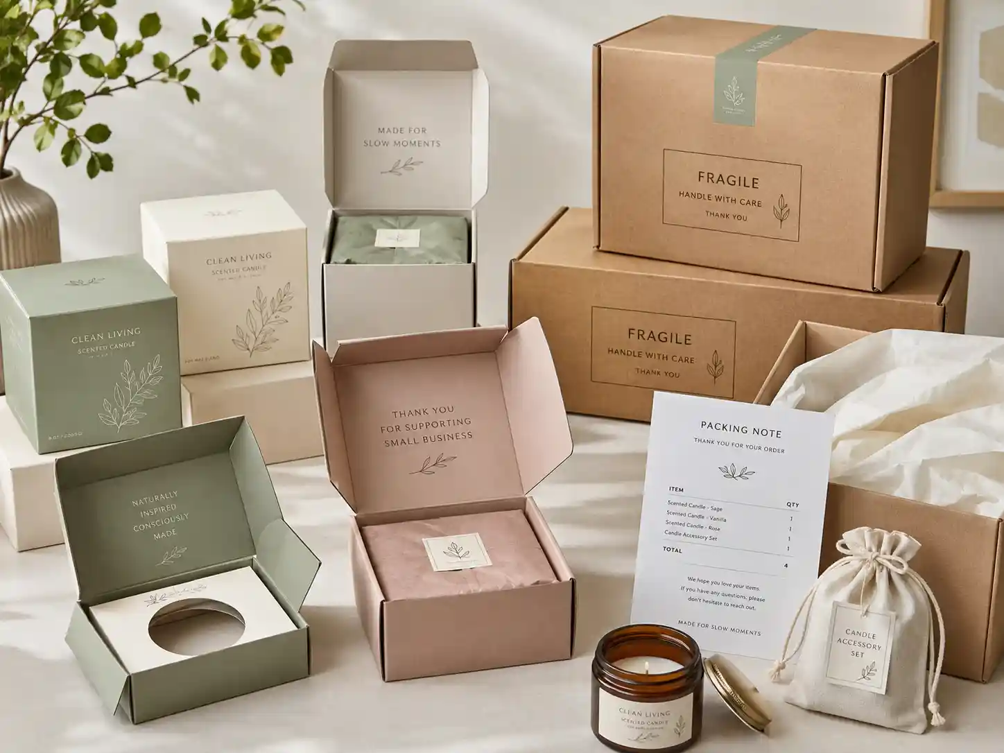 Export-ready folding carton boxes with inserts and retail products