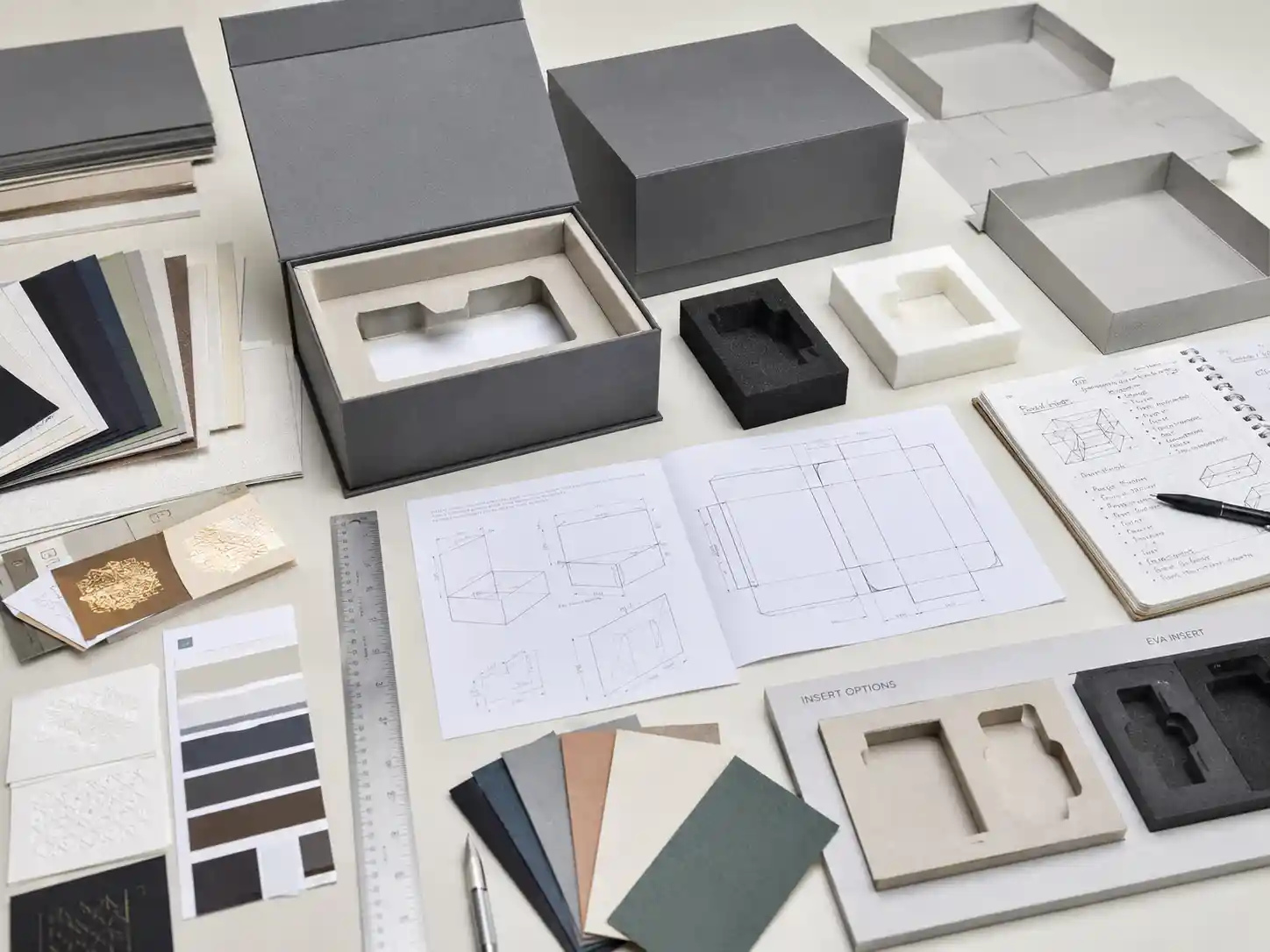 Low MOQ gift box insert planning with material samples