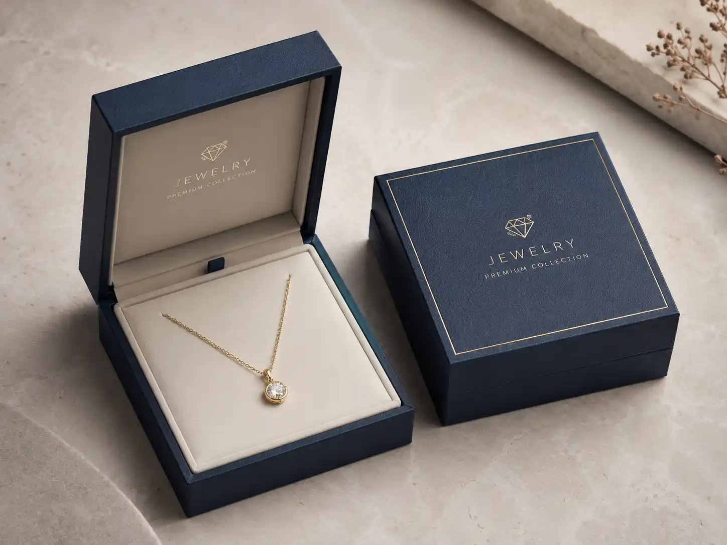 Open necklace gift box with centered pendant insert