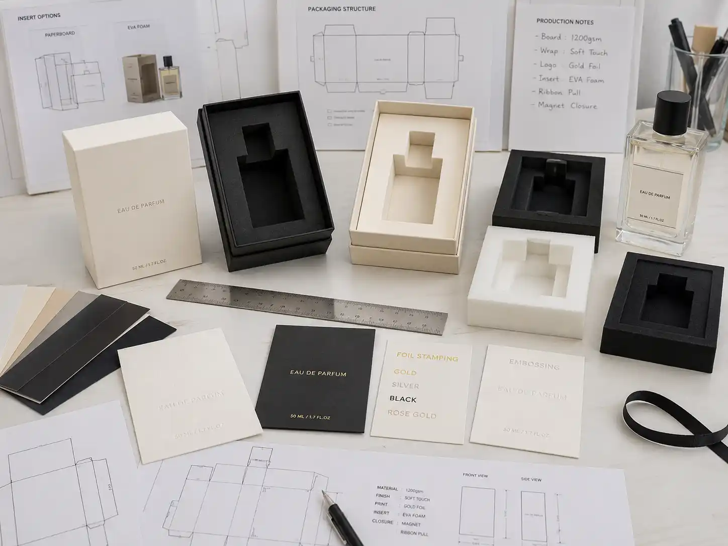 Perfume gift box insert samples for bottle protection