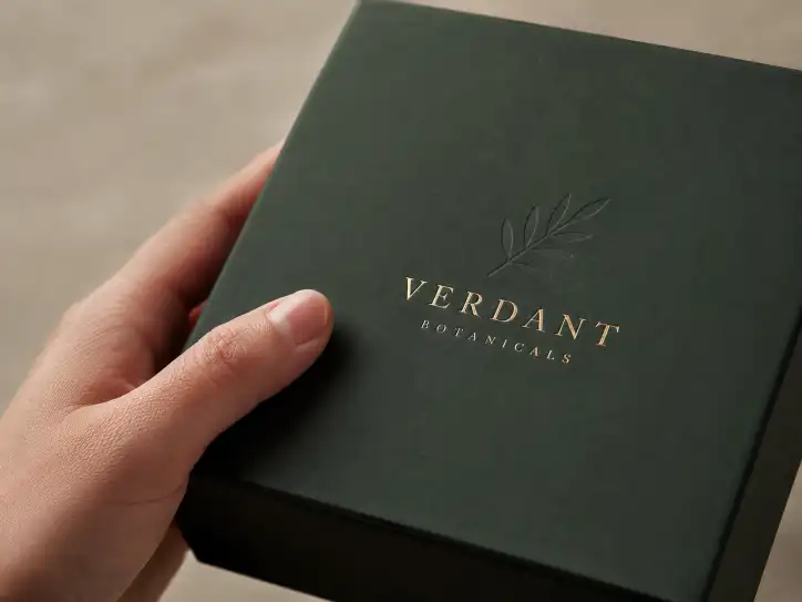 soft touch coated rigid gift box with velvet-like matte finish being held by hand showing the premium tactile feel