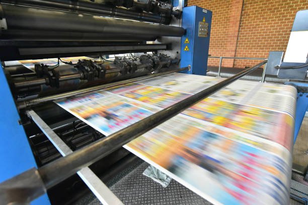 roll offset print machine in a large print shop for production of newspapers & magazines